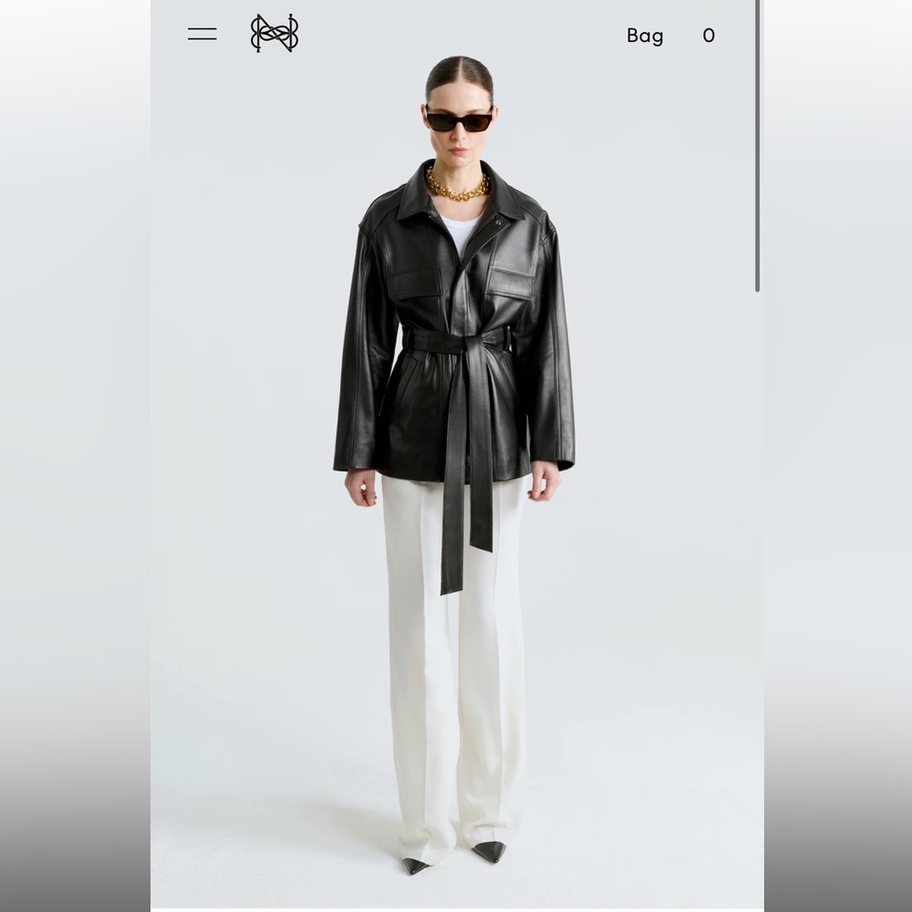 Nour Hammour Zakary Belted Leather Jacket